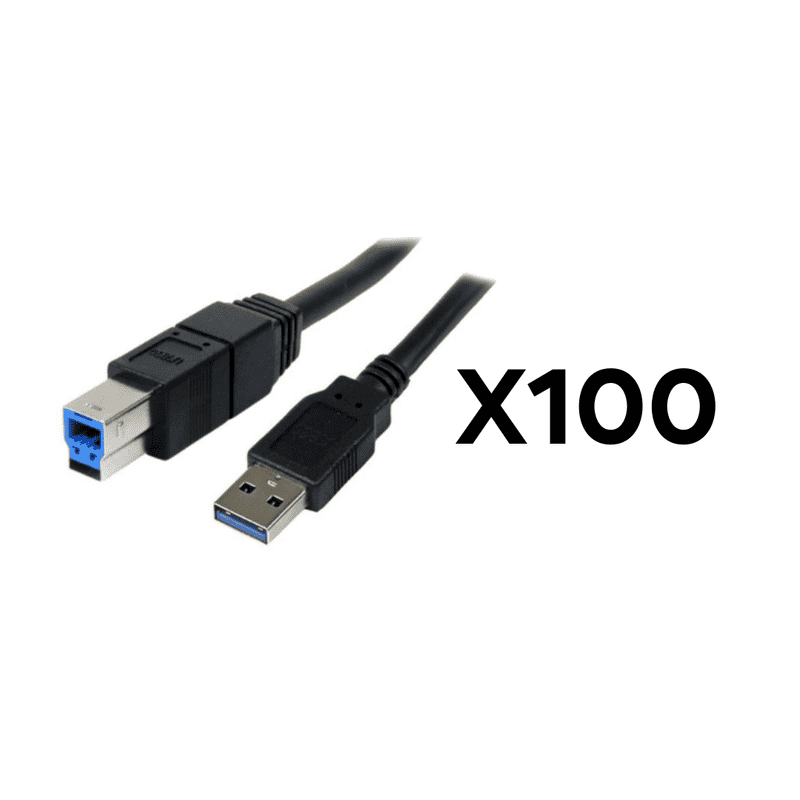Batch of 100x Printer Cables - USB 3.0 (Second-Hand) Refurbished