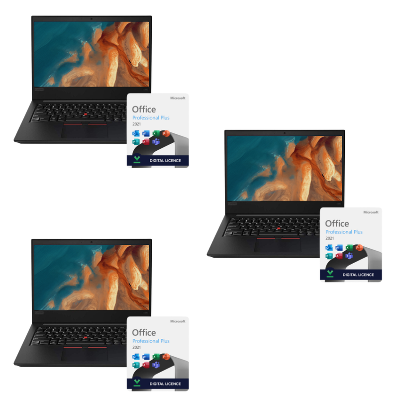 3x Lenovo ThinkPad T480s i5 8th Gen 14" Laptop l 3x MS Office 2021 - JUST PC's