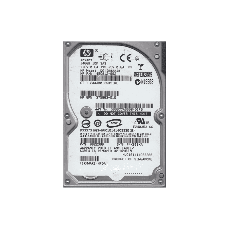 HP HP 146GB 2.5” SAS HDD 0B22390 (Second-Hand) - FOR  Refurbished